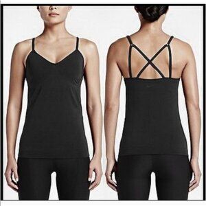 Nike Zoned Sculpt Strappy Built In Bra Black Top Mediuml NEW